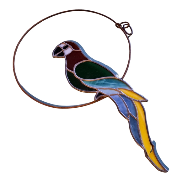 Vintage Stained Glass Parrot hanging AS IS - Picture 5 of 8